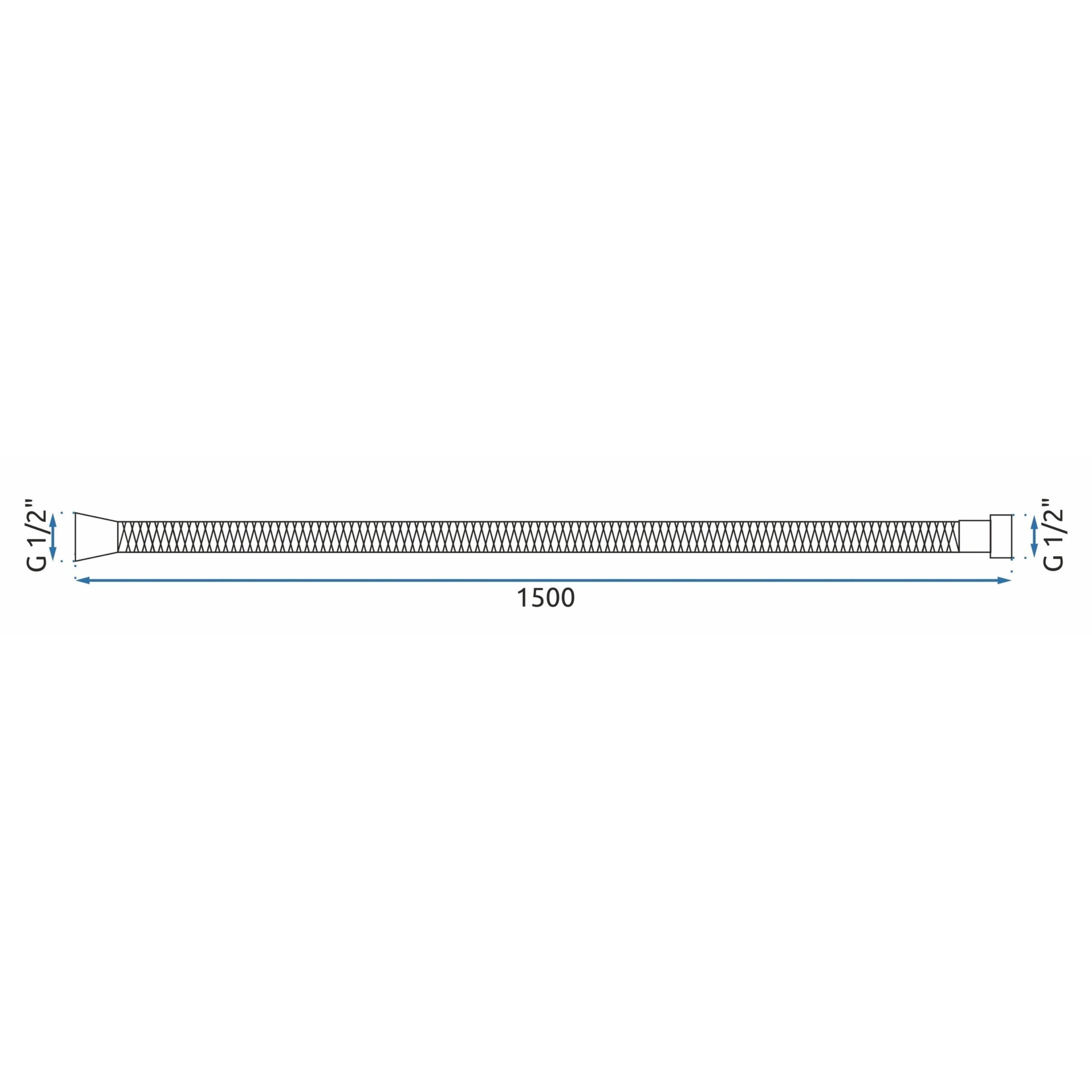 REA Duschslang JS-016N 150 Borstad Nickel, 150x1,27x1,27cm