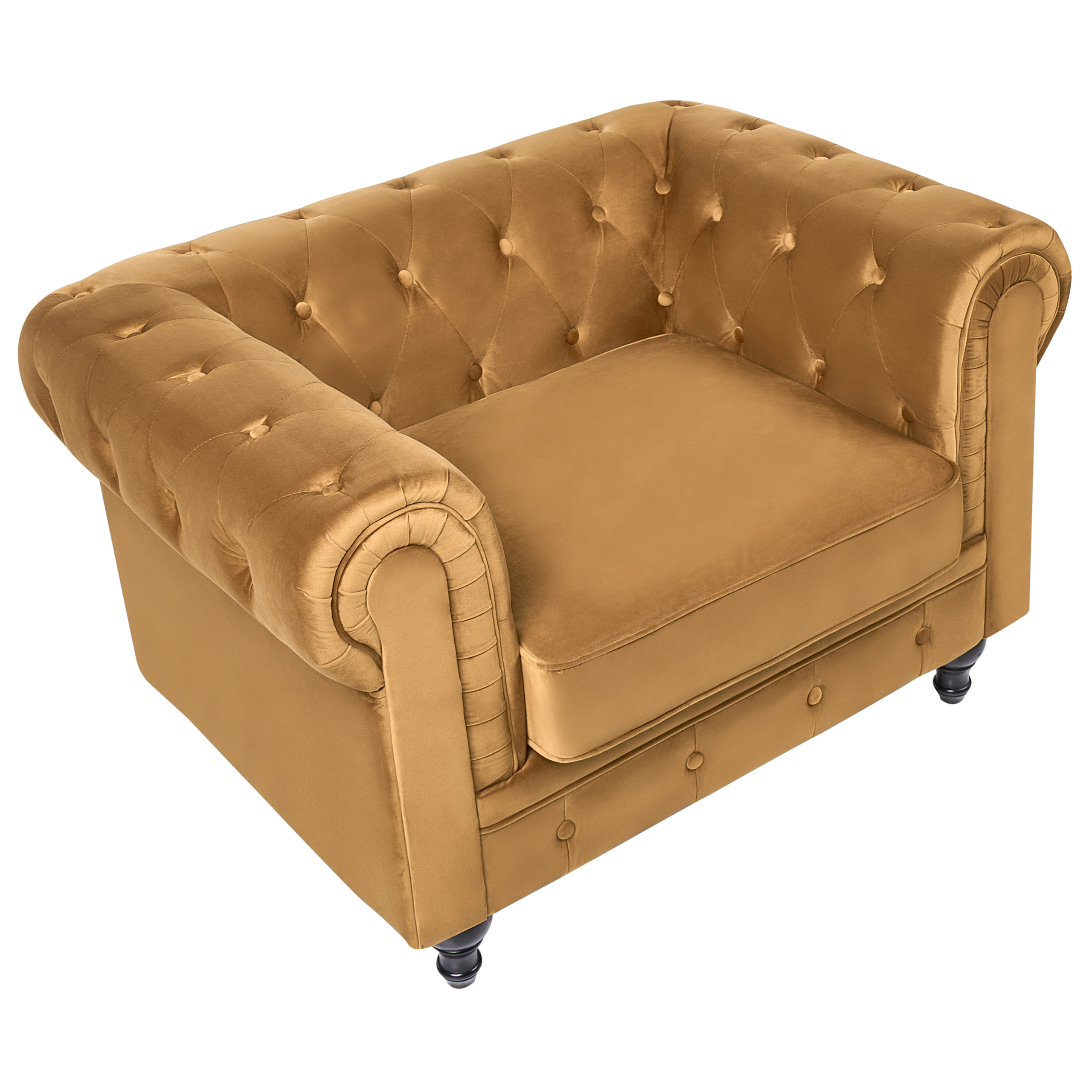 Fåtölj CHESTERFIELD Sammet Guld