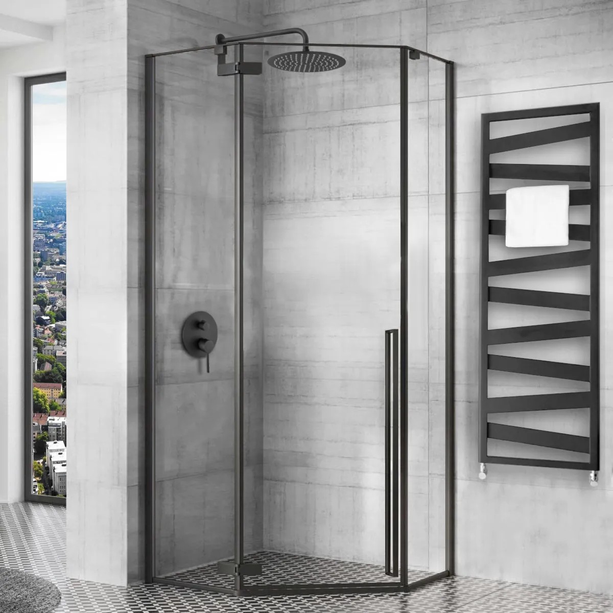 REA Duschkabin DIAMOND 90x90 Svart, 90x90x195cm