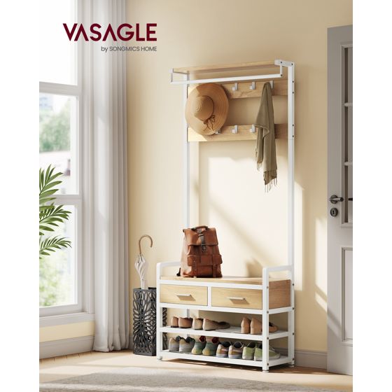Vasagle klädställning, 2 lådor, 30 × 80.5 × 181.5 cm, HSR429