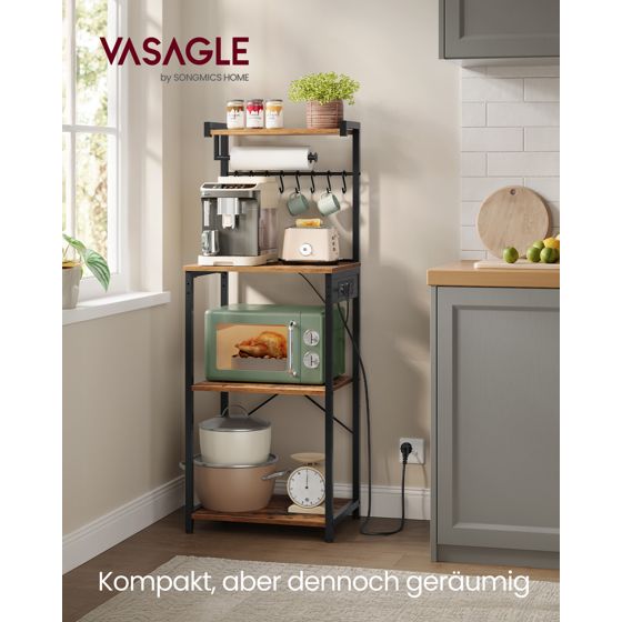 Vasagle köksförvaringshylla, 4 nivåer, justerbar, 40 × 45 × 140 cm, KKS013