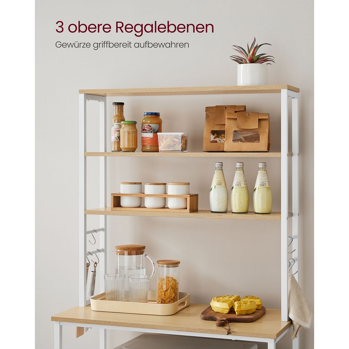 VASAGLE köksförvaringshylla, 6 nivåer, 6 hyllplan, 40 × 80 × 167 cm, KKS019
