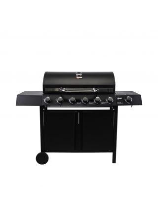 DOSE Gasolgrill BARBEQUE, 6+1-brännare, svart, 141x110x53,5cm