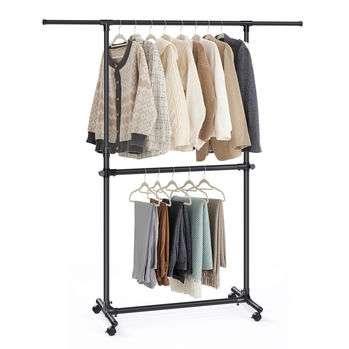 SONGMICS klädställning, med hjul, justerbar, LLR401YC