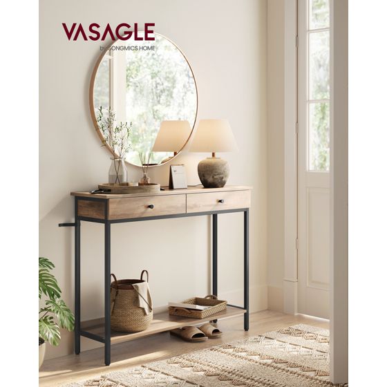 Vasagle konsolbord, 2 lådor, LNT015