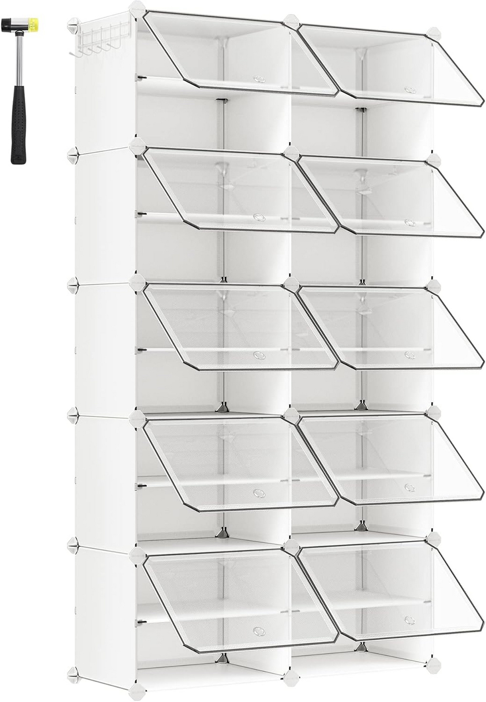 SONGMICS modulärt skoskåp, 10 fack, 30 × 40 × 30 cm, LPC035