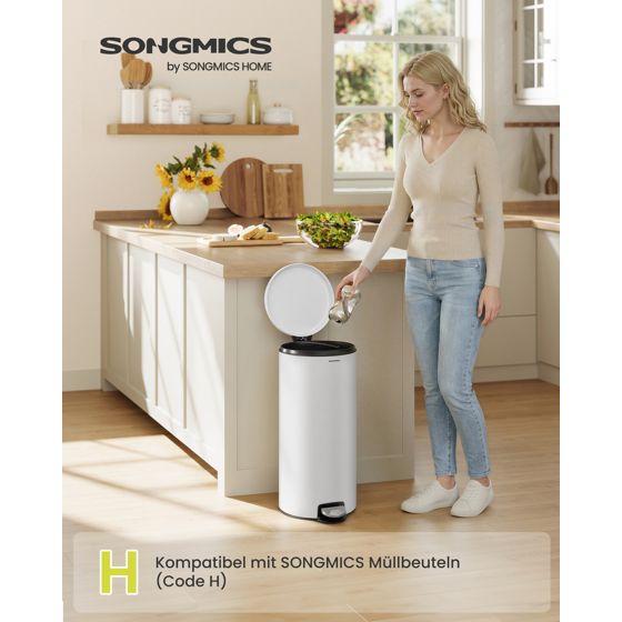 Songmics pedalhink, mjukstängande lock, 30 L, LTB031
