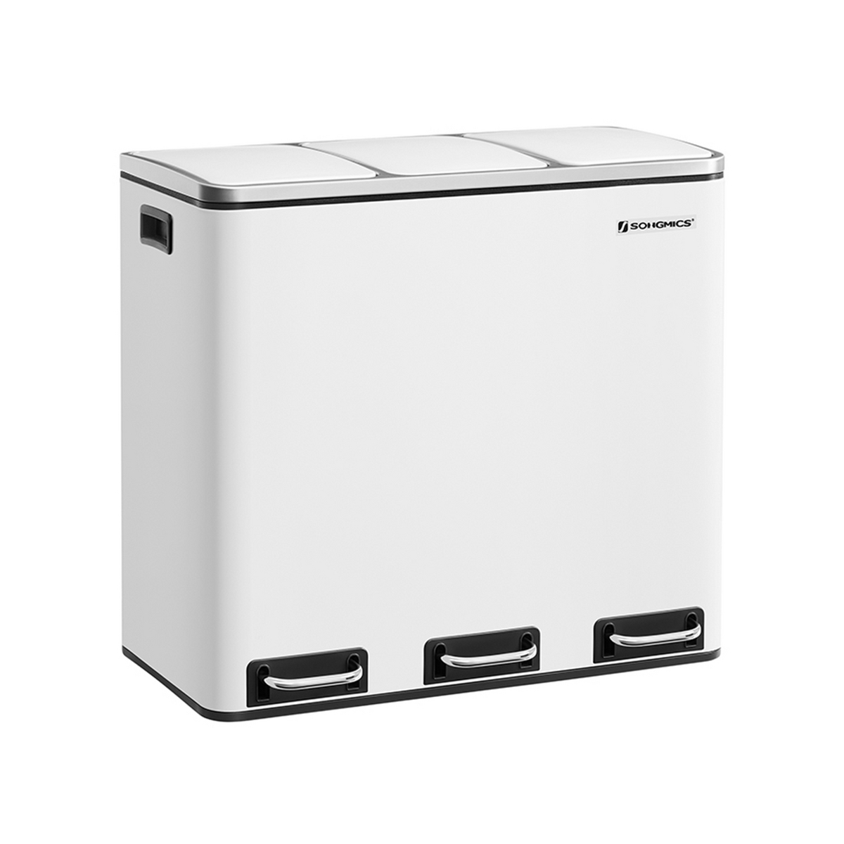 Songmics sorteringskärl, 3 fack, mjukstängande lock, 3 × 18 L, LTB054