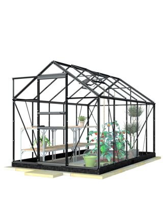 Lykke Växthus Glas 6,2m2, svart