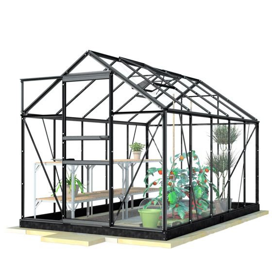 Lykke Växthus Glass 6,2m2 svart | Växthus