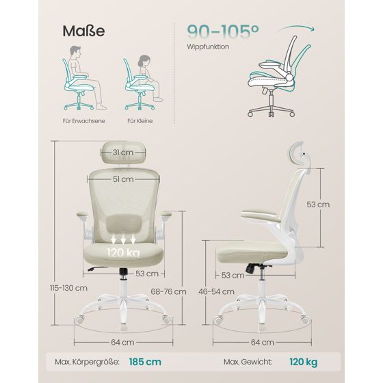 Songmics ergonomisk kontorsstol, OBN047