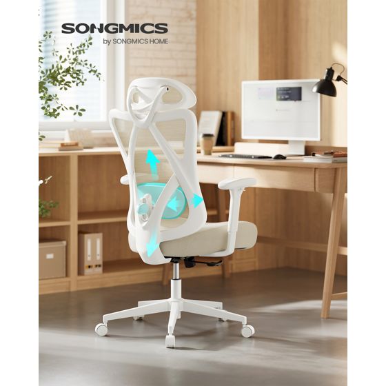Songmics ergonomisk kontorsstol, med dyna, justerbar, OBN063