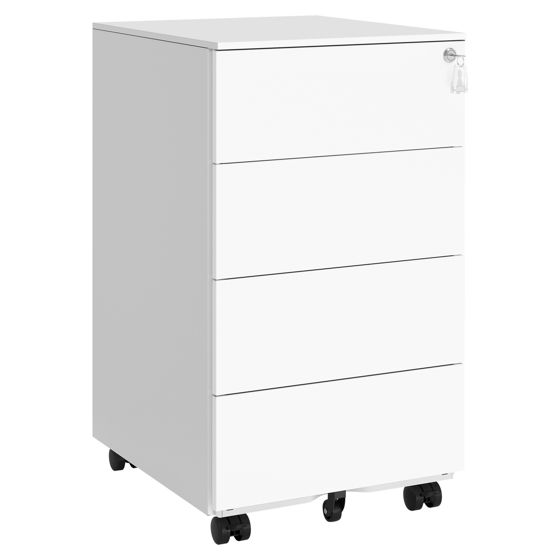 Songmics arkivskåp på hjul, 4 lådor, låsbar, 39 × 45 × 69.3 cm, OFC064