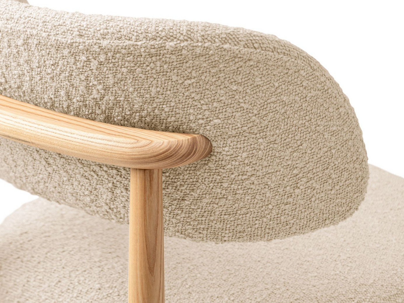Cosmopolitan Design boucléstolar, 2-pack, "Evan", 1-sits, 49,5 × 51 × 77 cm, Baloo, ben i naturlig bok