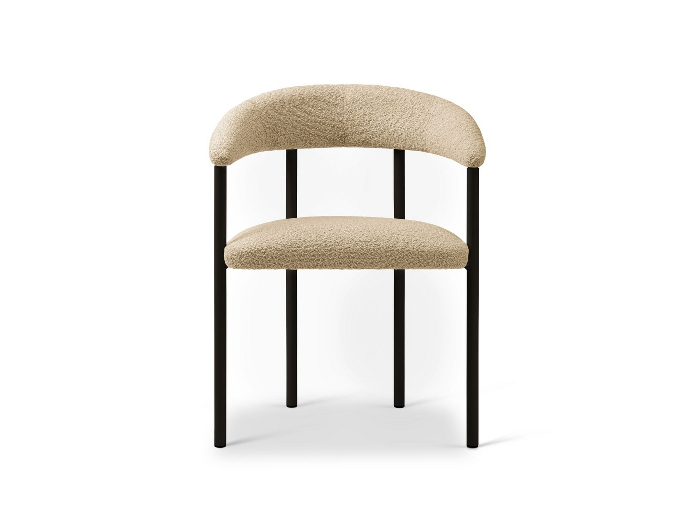 Cosmopolitan Design boucléstolar, 2-pack, "Lea", 1-sits, 56,5 × 53,5 × 74 cm, Baloo, svarta ben