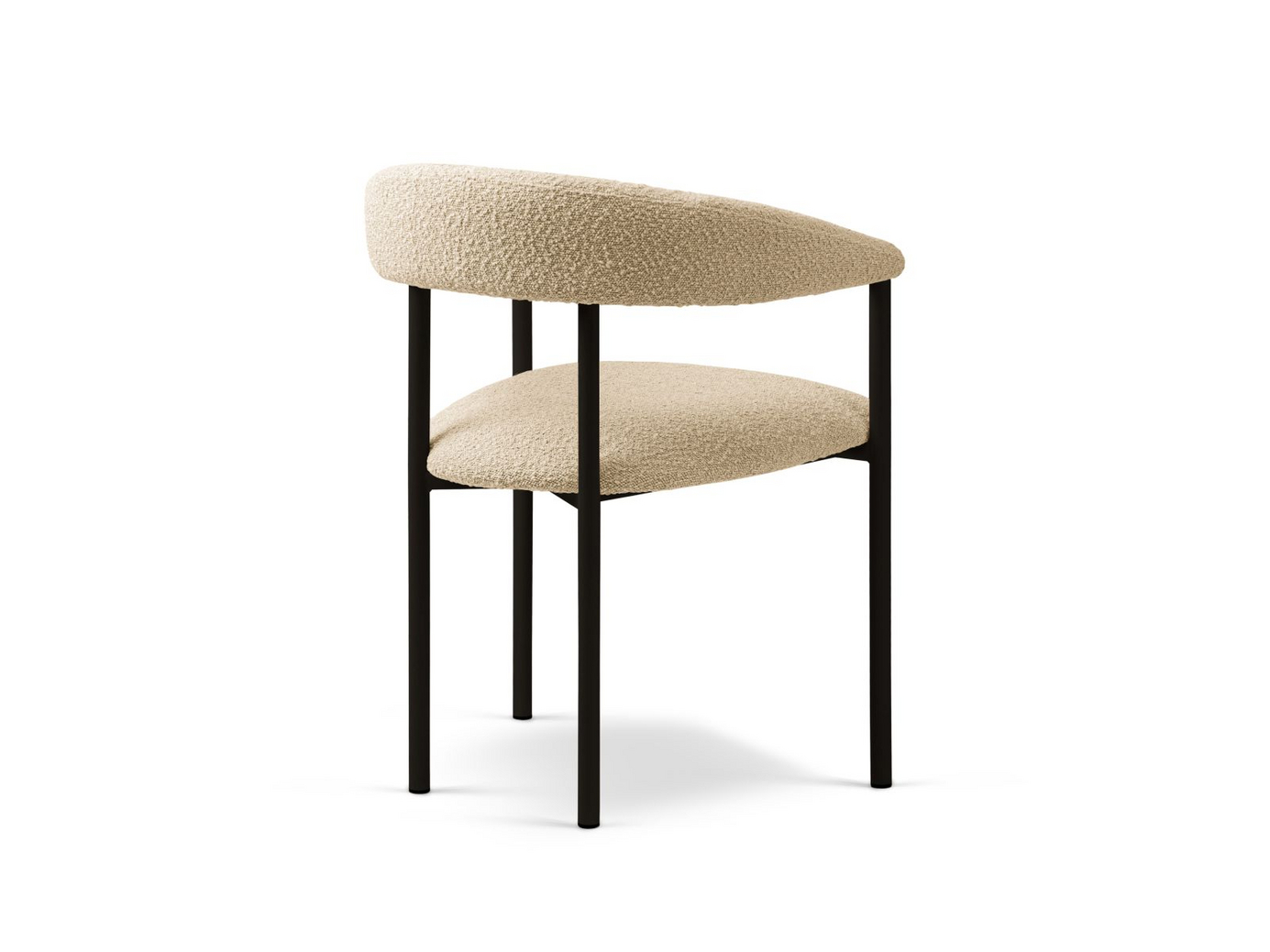 Cosmopolitan Design boucléstolar, 2-pack, "Lea", 1-sits, 56,5 × 53,5 × 74 cm, Baloo, svarta ben