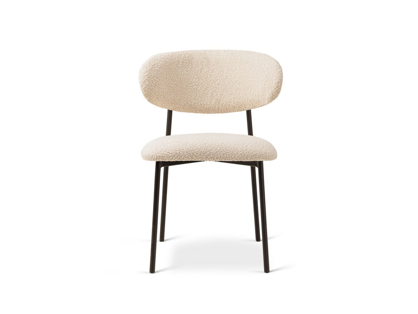 Cosmopolitan Design boucléstolar, 2-pack, "Nina", 1-sits, 55 × 52 × 78 cm, Baloo, svarta metallben