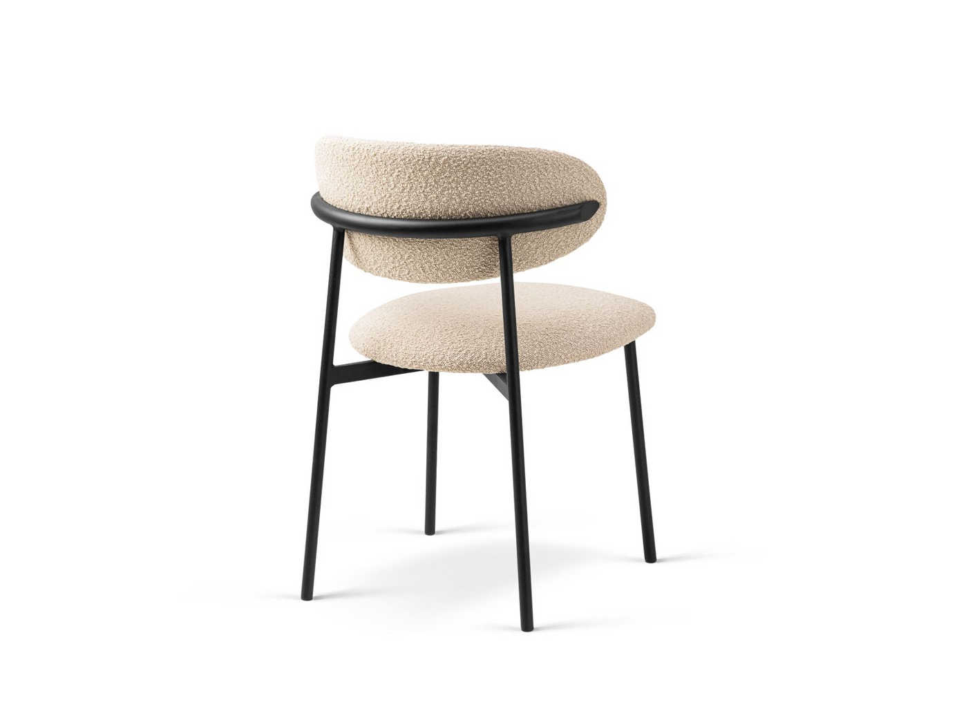 Cosmopolitan Design boucléstolar, 2-pack, "Nina", 1-sits, 55 × 52 × 78 cm, Baloo, svarta metallben