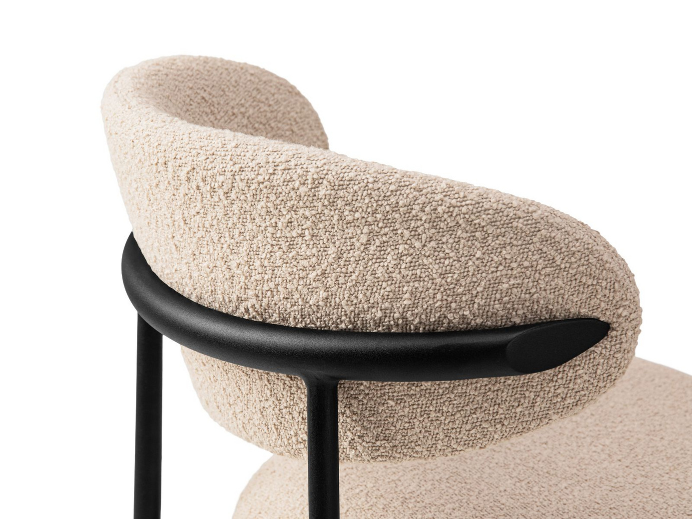 Cosmopolitan Design boucléstolar, 2-pack, "Nina", 1-sits, 55 × 52 × 78 cm, Baloo, svarta metallben