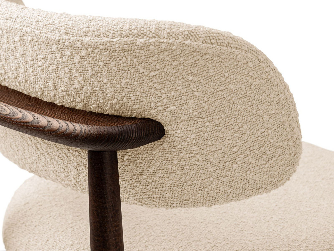 Cosmopolitan Design boucléstolar, 2-pack, "Evan", 1-sits, 49,5 × 51 × 77 cm, Baloo, valnötsben