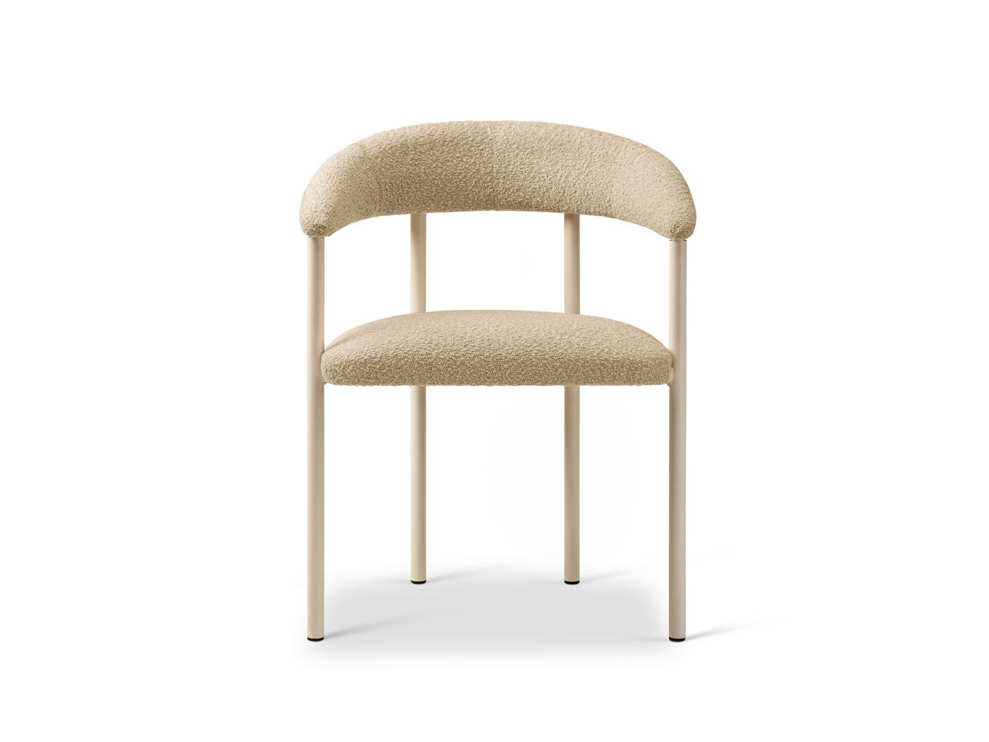 Cosmopolitan Design boucléstolar, 2-pack, "Lea", 1-sits, 56,5 × 53,5 × 74 cm, Baloo, gräddvita ben