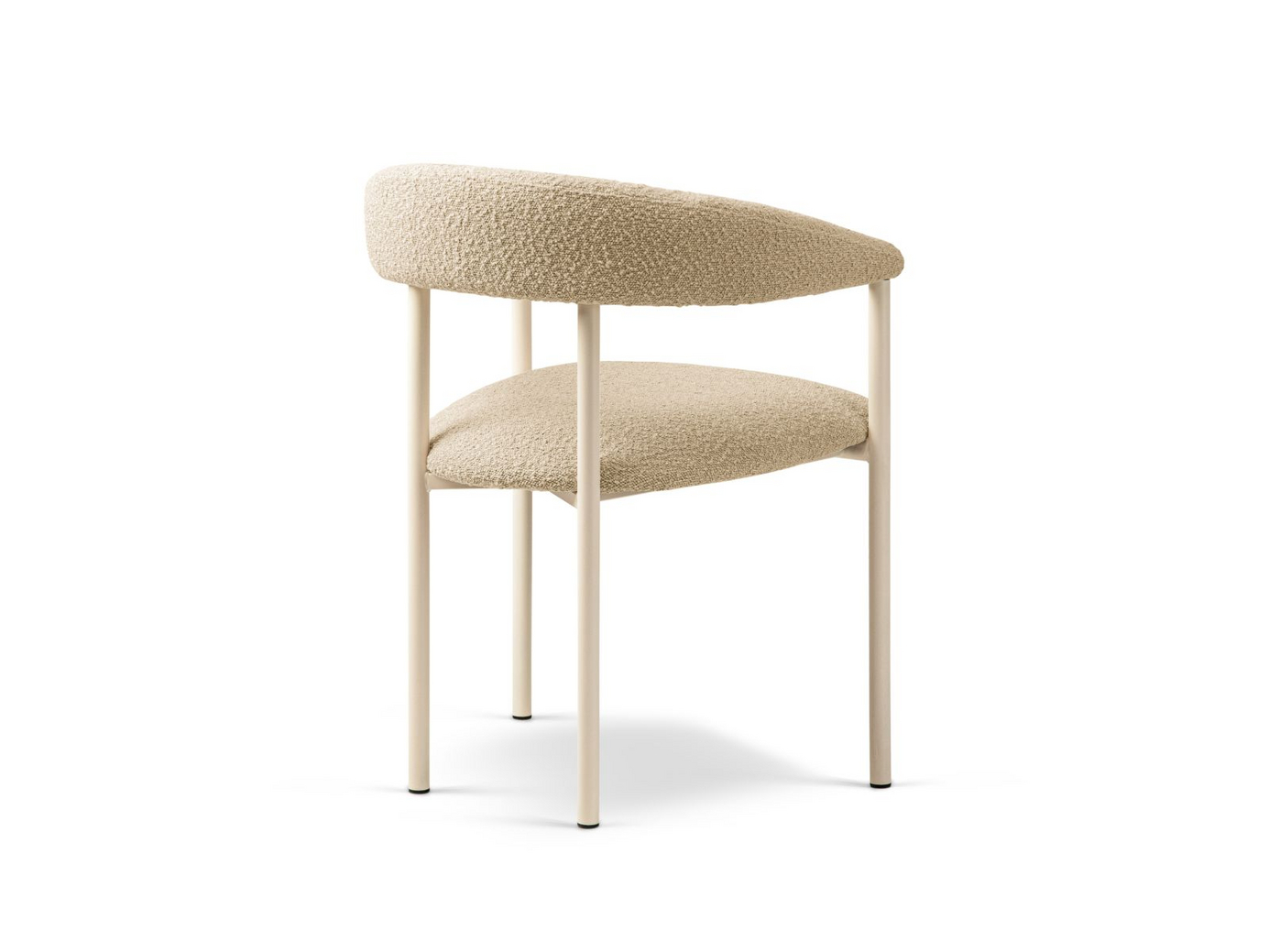 Cosmopolitan Design boucléstolar, 2-pack, "Lea", 1-sits, 56,5 × 53,5 × 74 cm, Baloo, gräddvita ben