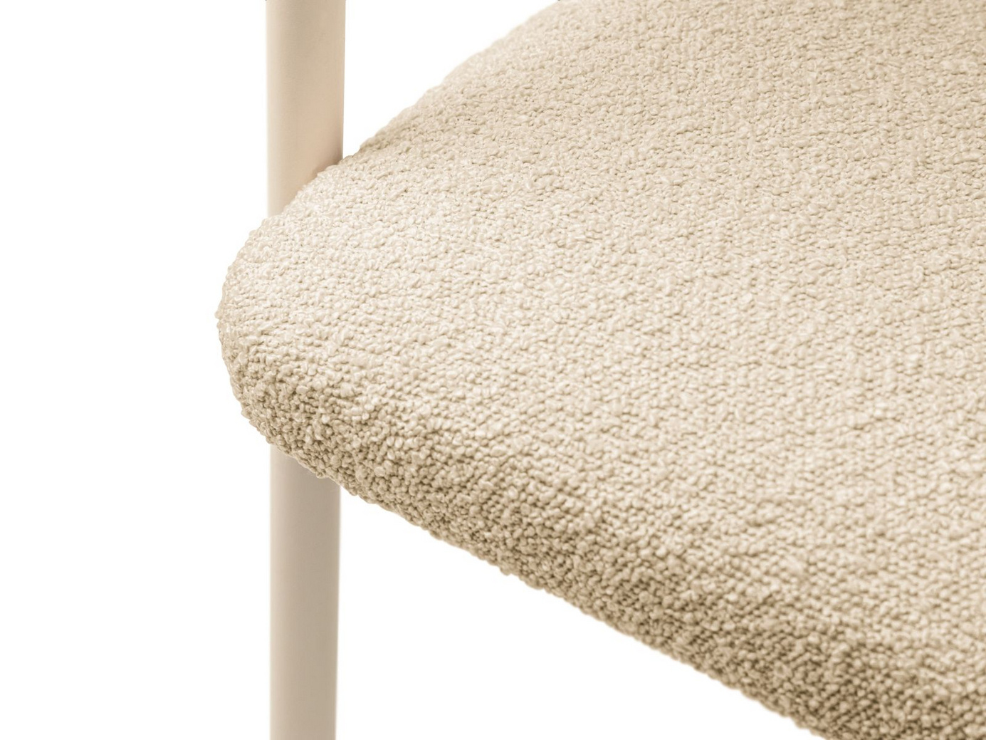 Cosmopolitan Design boucléstolar, 2-pack, "Lea", 1-sits, 56,5 × 53,5 × 74 cm, Baloo, gräddvita ben