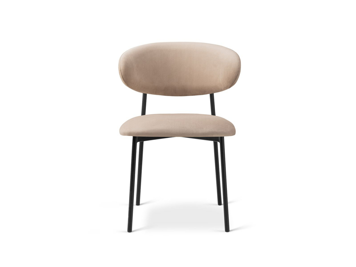 Cosmopolitan Design sammetsstolar, 2-pack, "Nina", 1-sits, 55 × 52 × 78 cm, Magic Velvet, svarta metallben