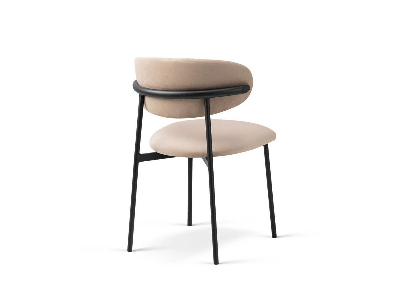 Cosmopolitan Design sammetsstolar, 2-pack, "Nina", 1-sits, 55 × 52 × 78 cm, Magic Velvet, svarta metallben
